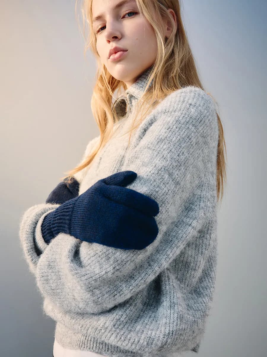 Варежки-перчатки трикотажные с шерстью