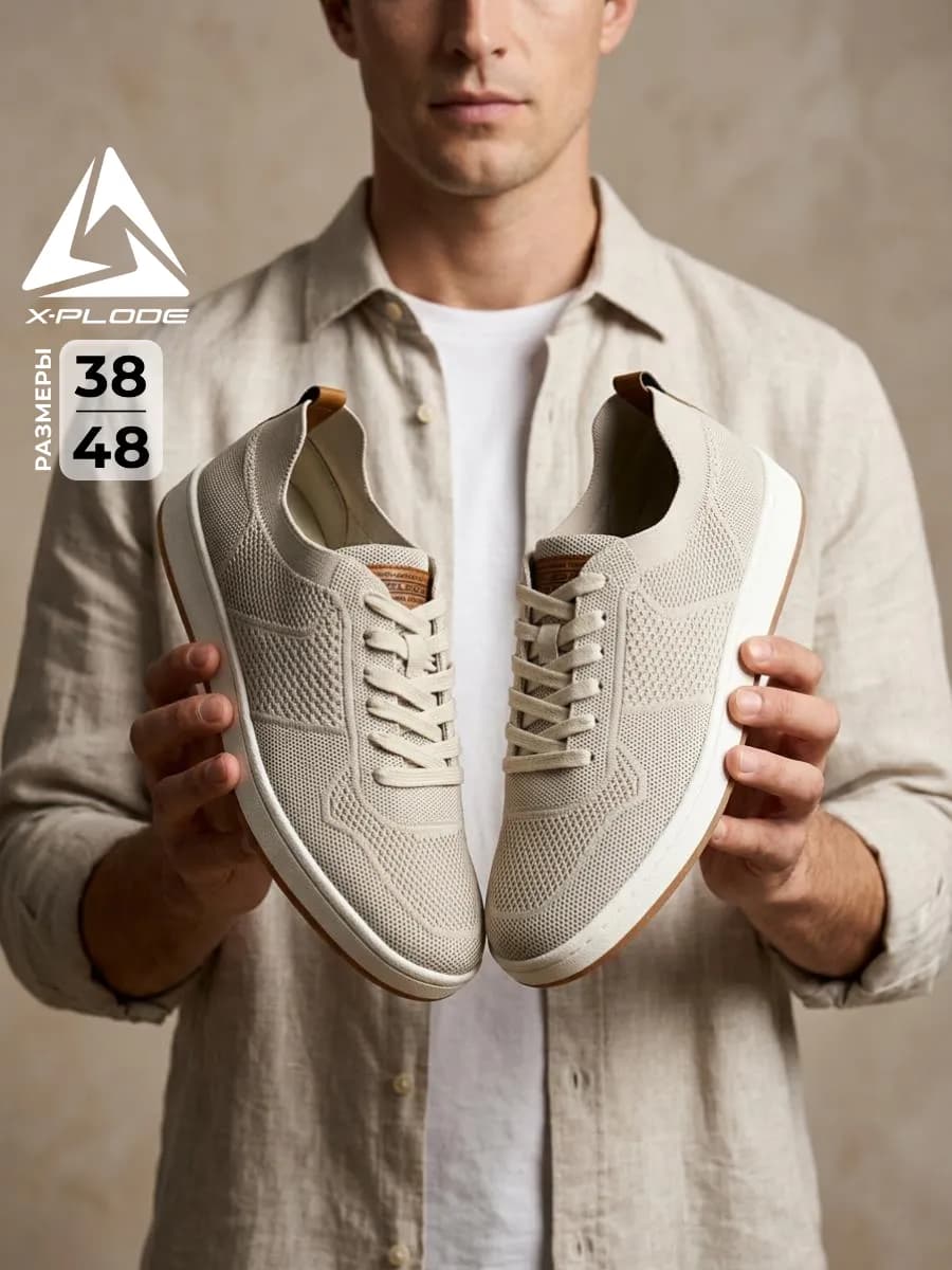 Дышащие текстильные кроссовки прошитые