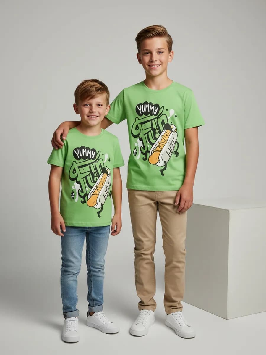 Футболка для мальчика зеленая с принтом