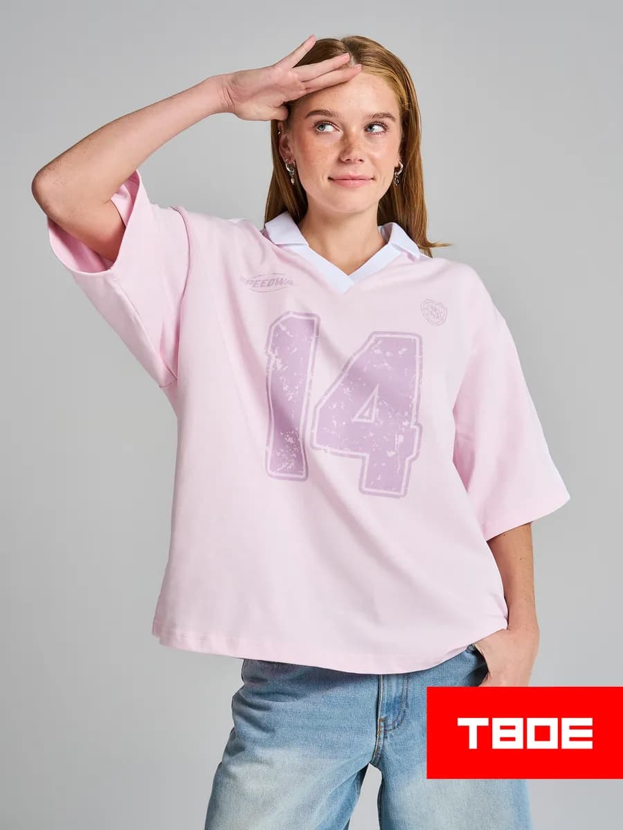 Футболка-поло оверсайз с надписью