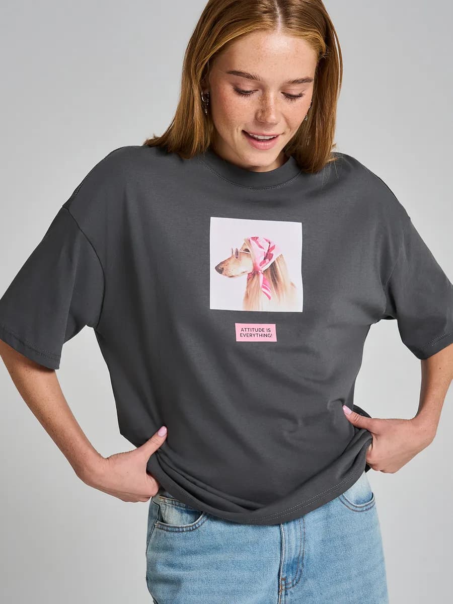 Футболка оверсайз с принтом - фото 1