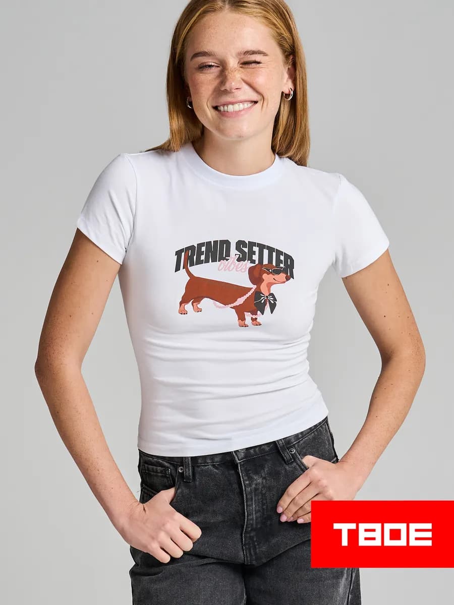 Футболка облегающая с принтом таксы