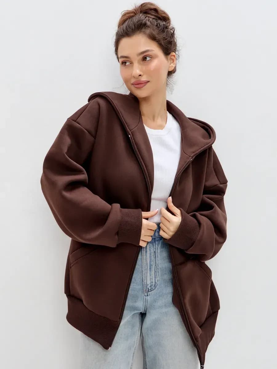 Зипка худи оверсайз на молнии теплая кофта с начесом