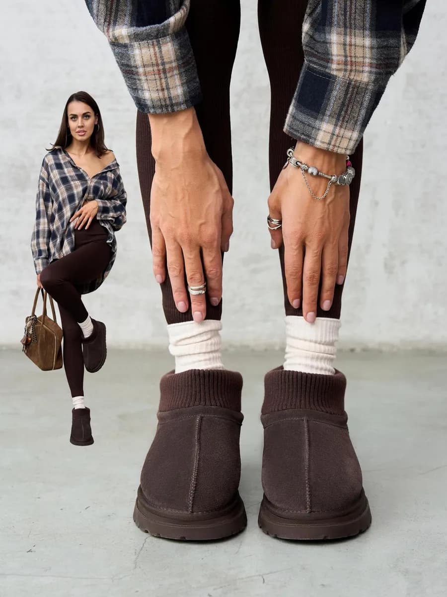 Угги зимние на платформе натуральная замша