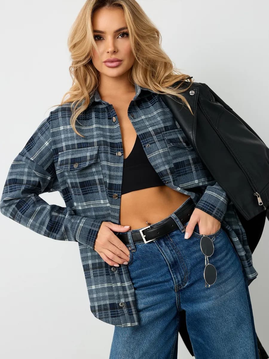 Рубашка в клетку теплая