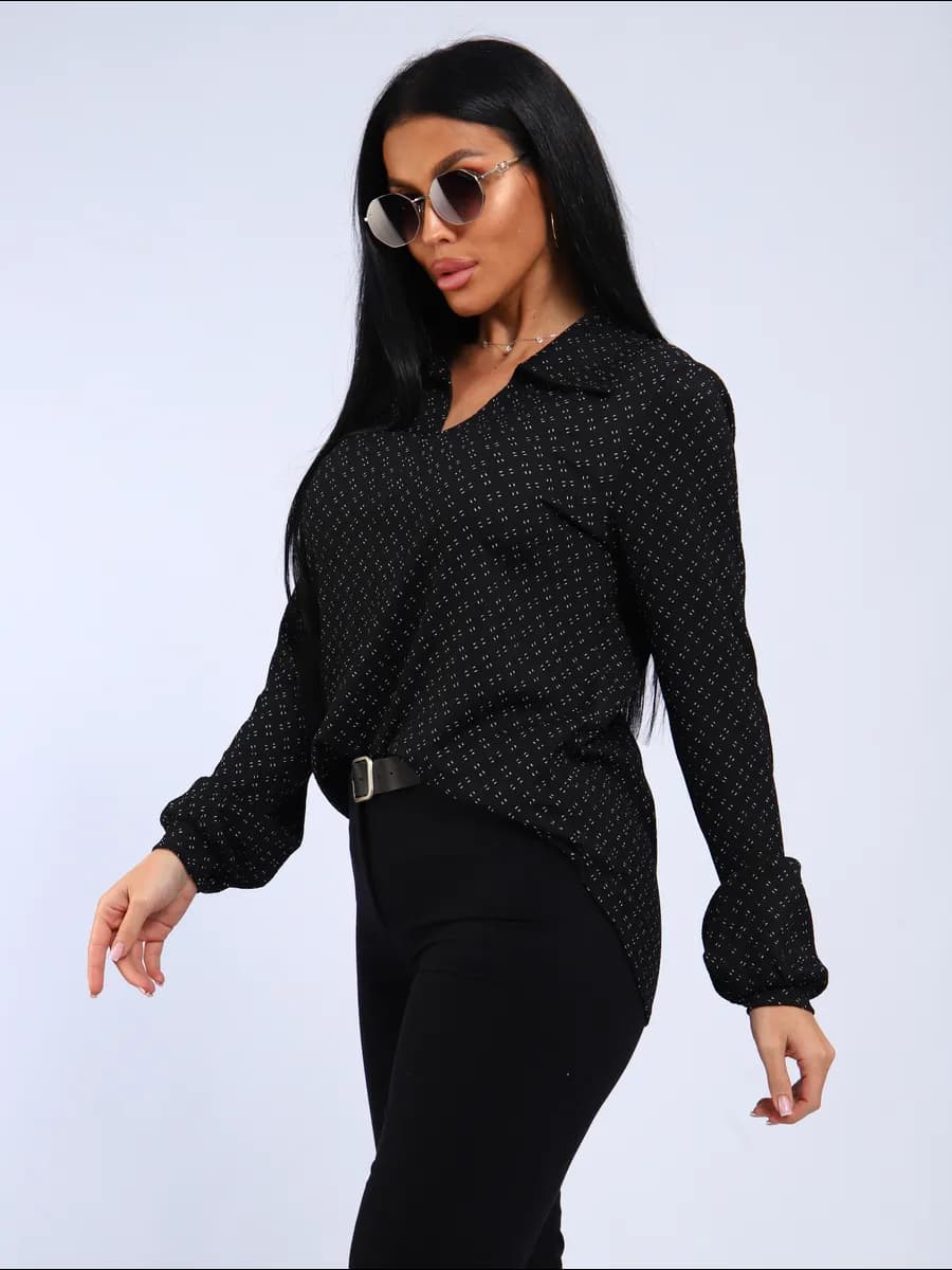 Блузка офисная с длинным рукавом больших размеров осенняя