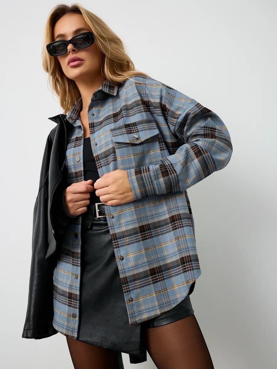 Рубашка в клетку теплая