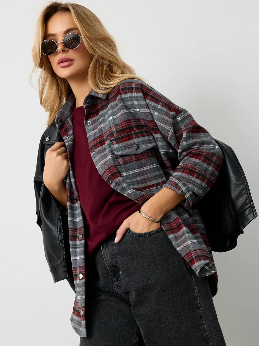 Рубашка в клетку теплая