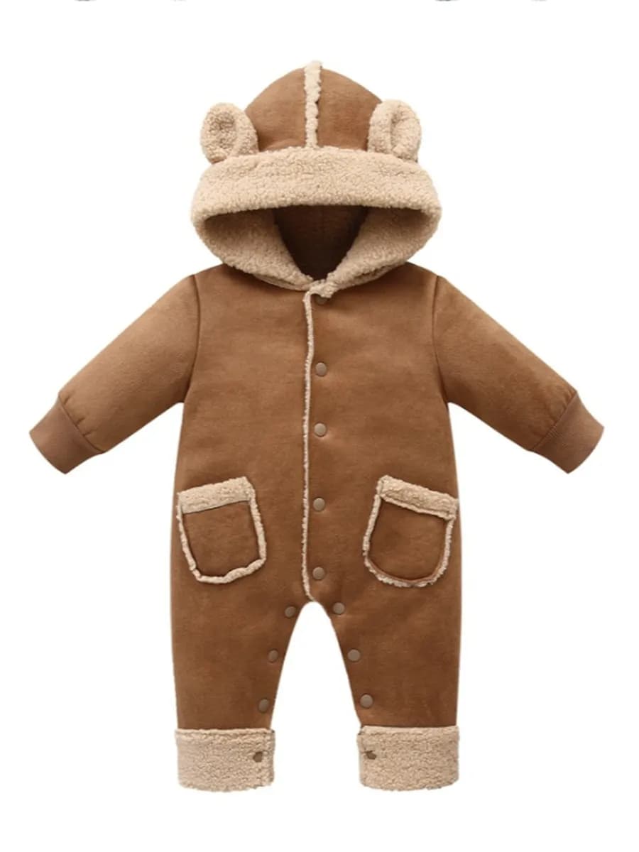 Зимний детский комбинезон дубленка с мехом