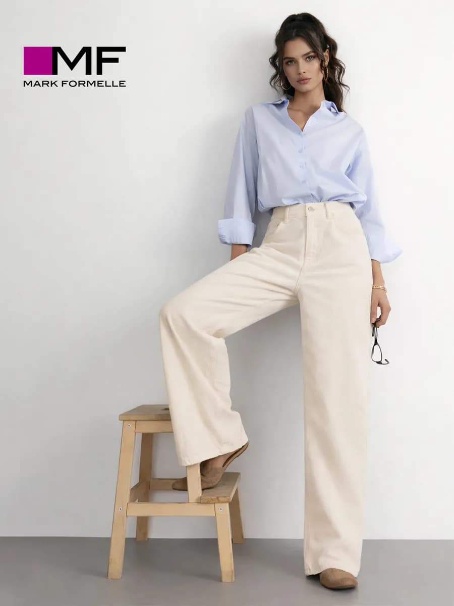 Брюки широкие вельветовые палаццо