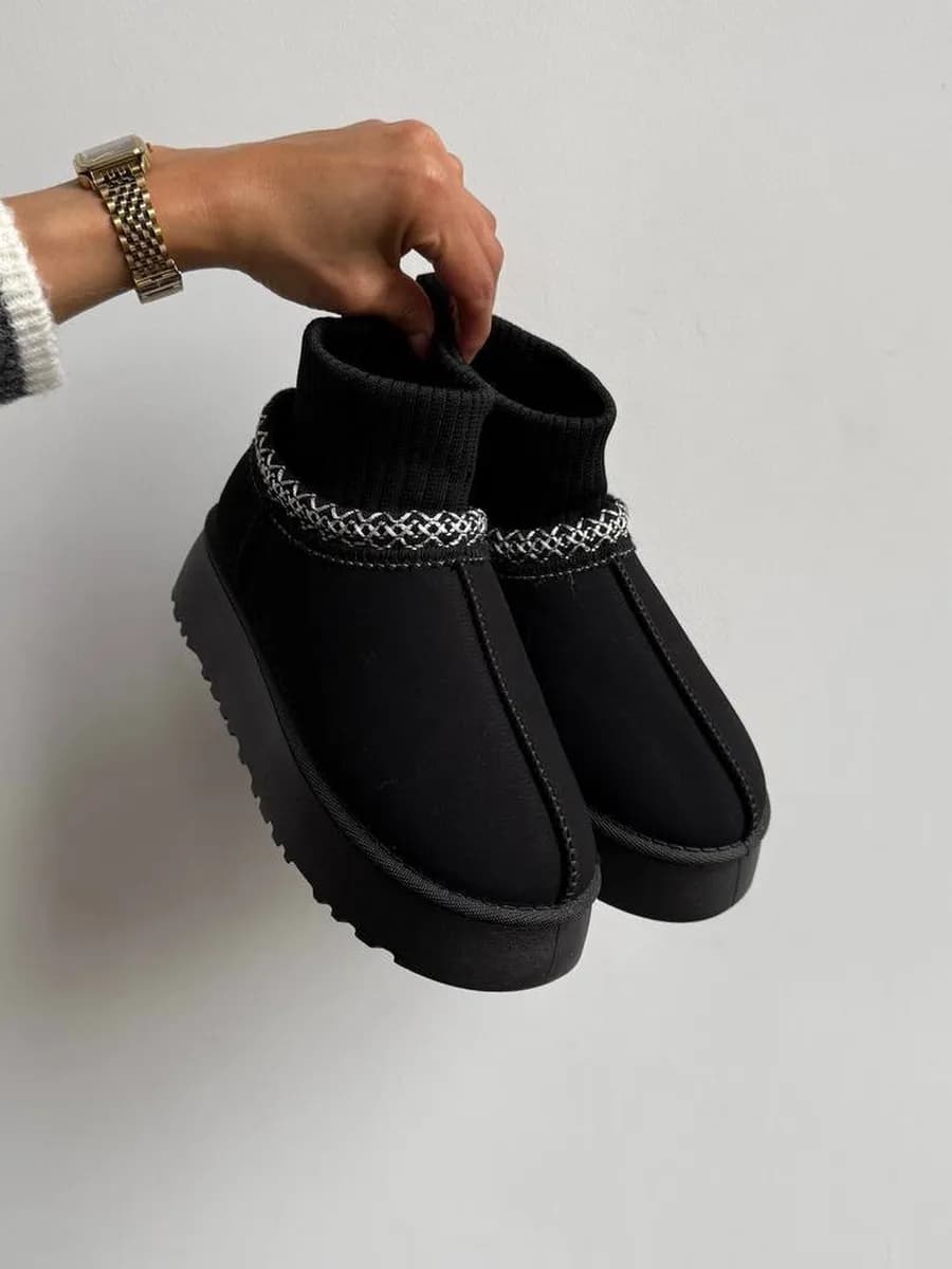 Угги женские зимние короткие с вязаным манжетом