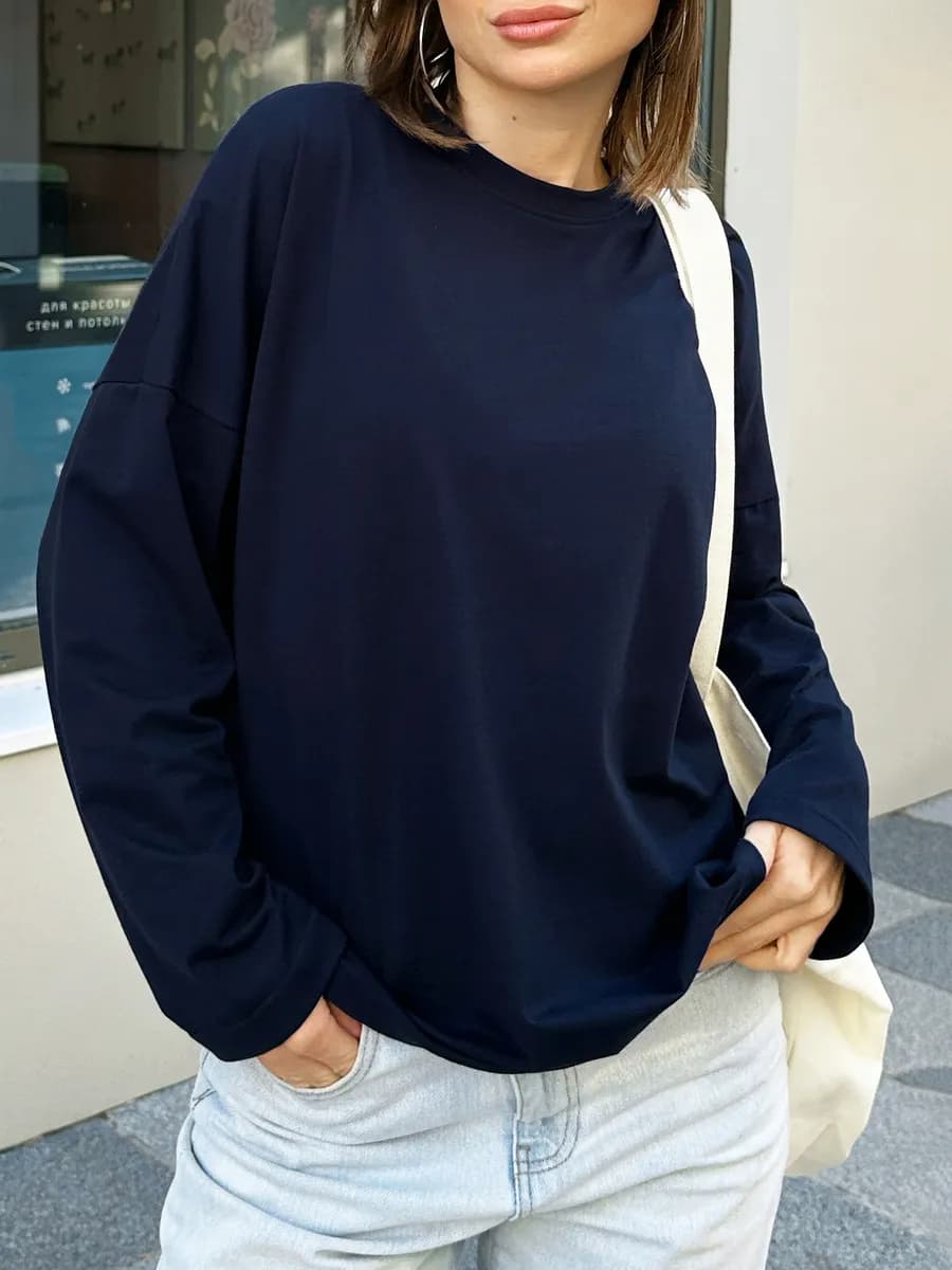Лонгслив оверсайз синий
