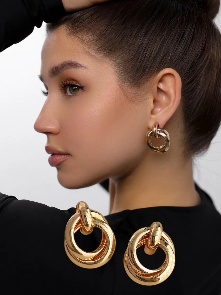 Серьги бижутерия большие круглые крупные объемные