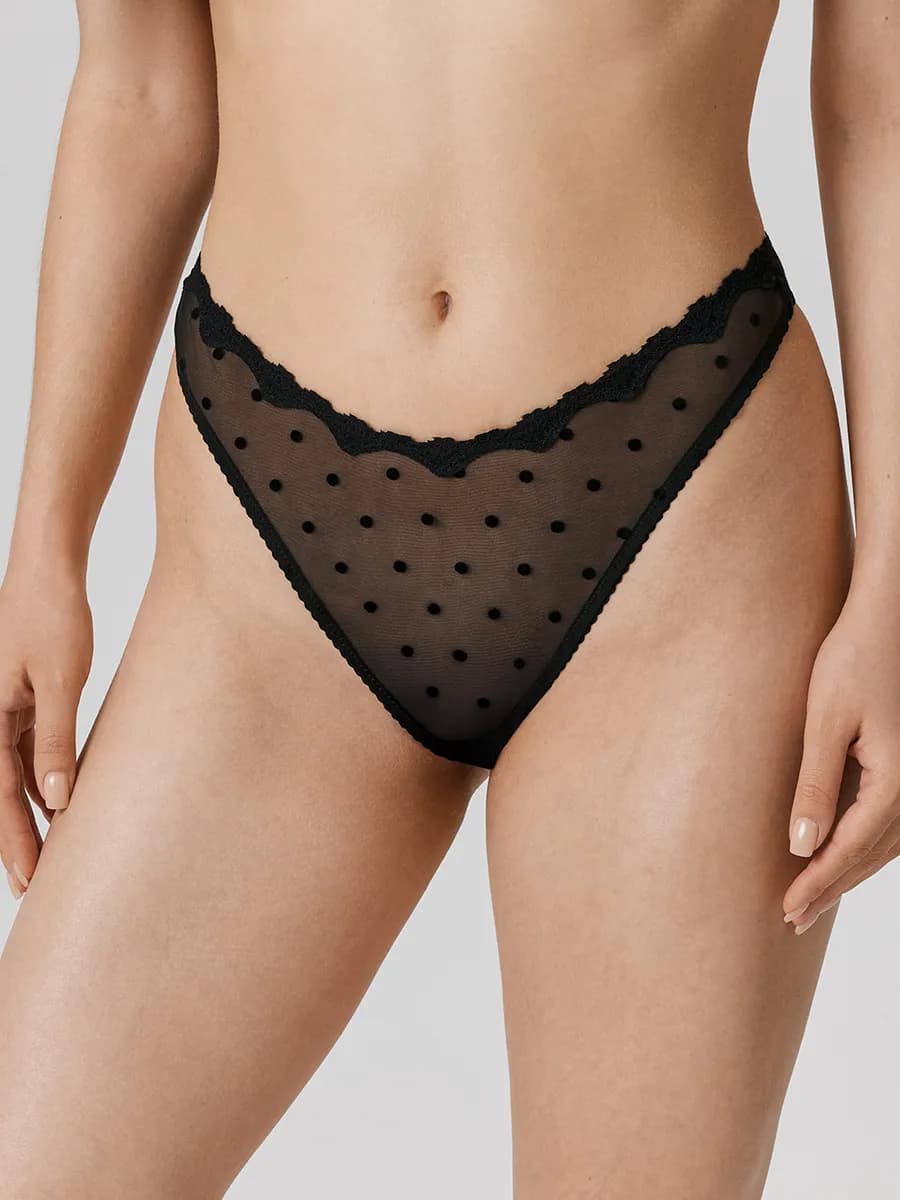 Трусы стринги прозрачные в горошек