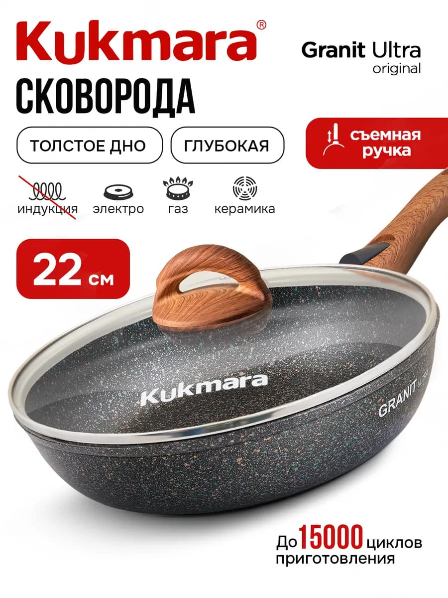 Сковорода с крышкой антипригарная 22 см