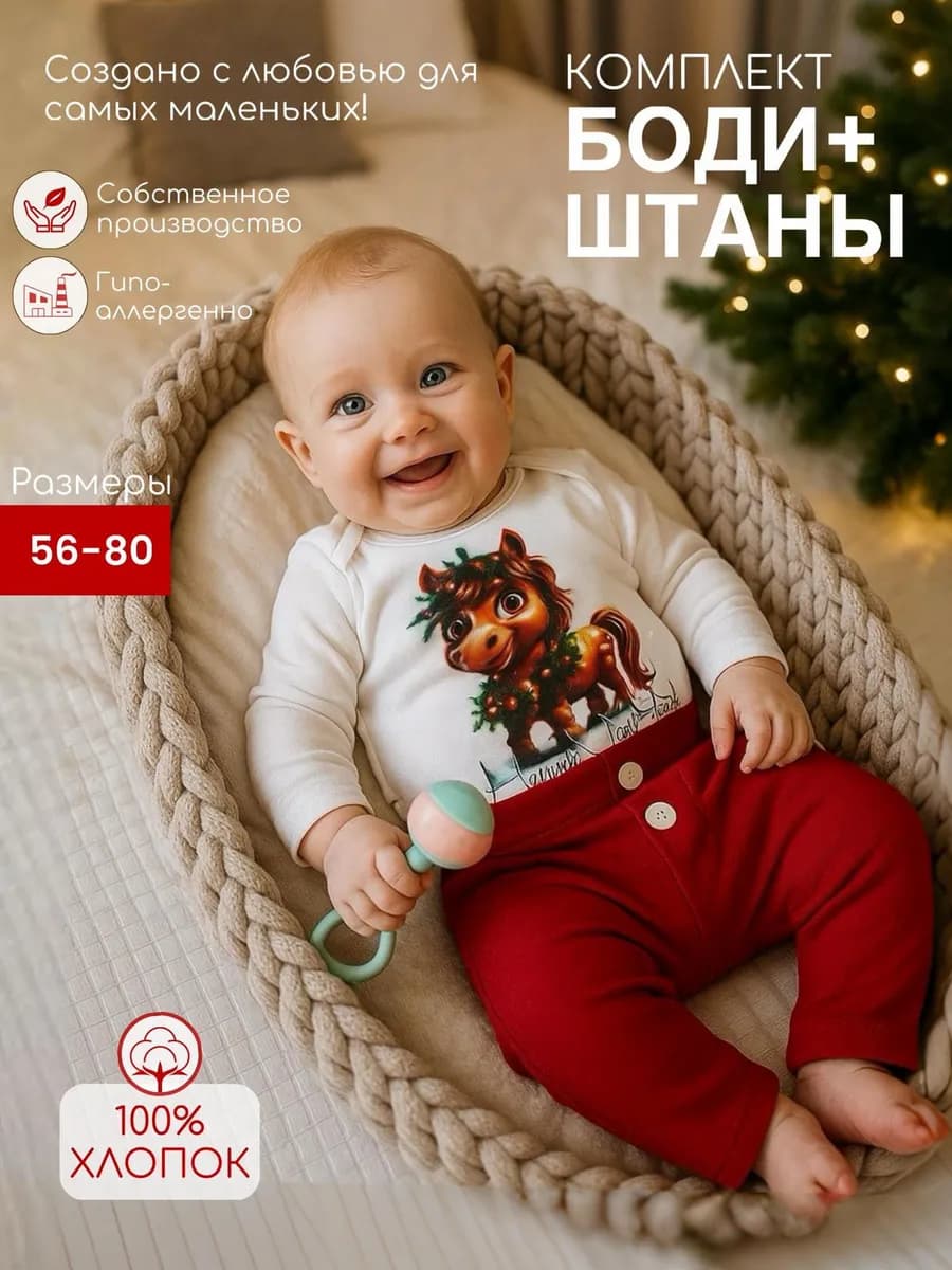 Костюм для новорожденных комплект детский боди и штанишки