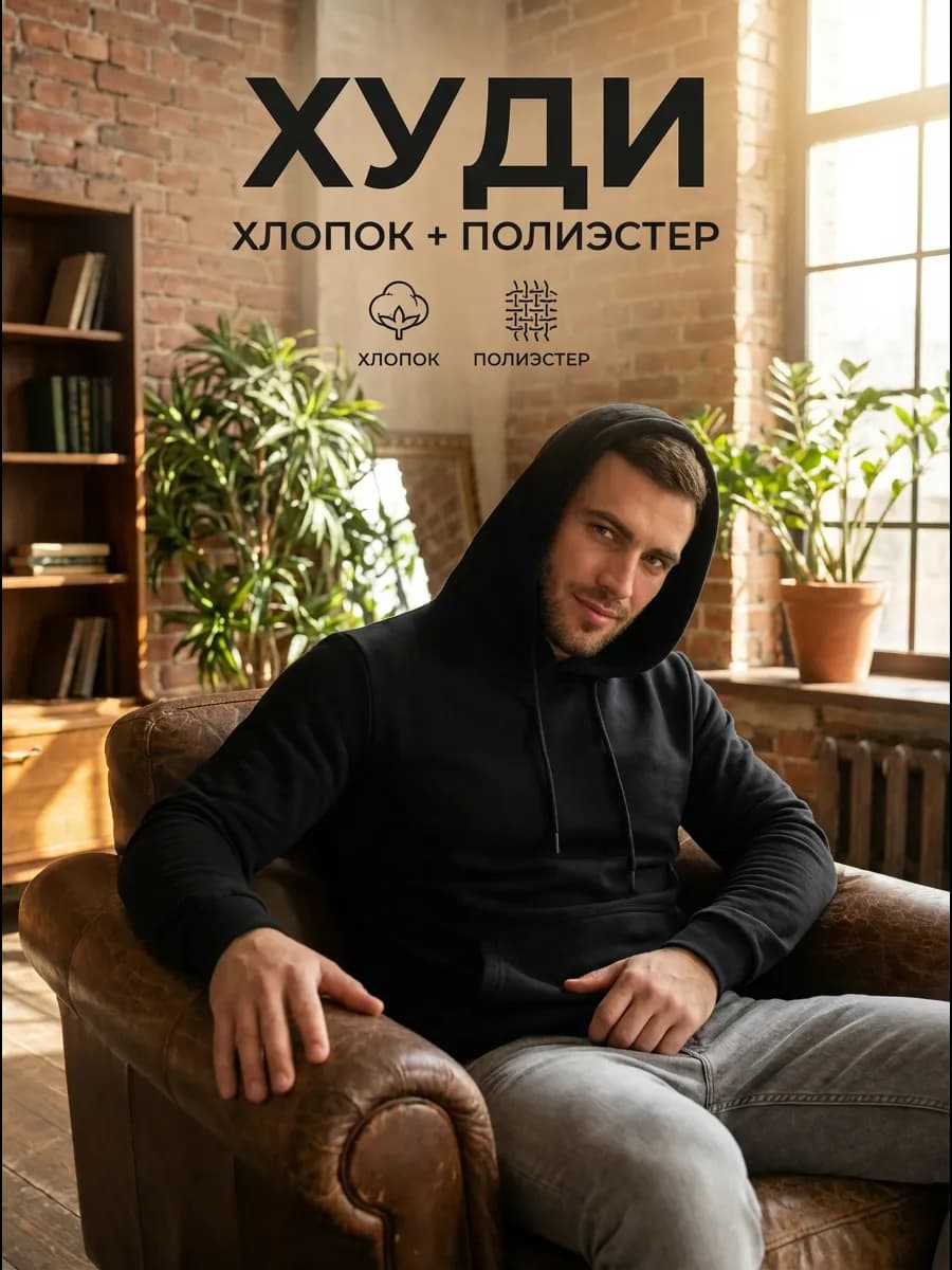 Худи мужское с капюшоном
