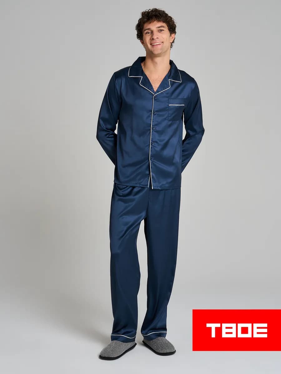 Пижама шелковая с рубашкой и брюками