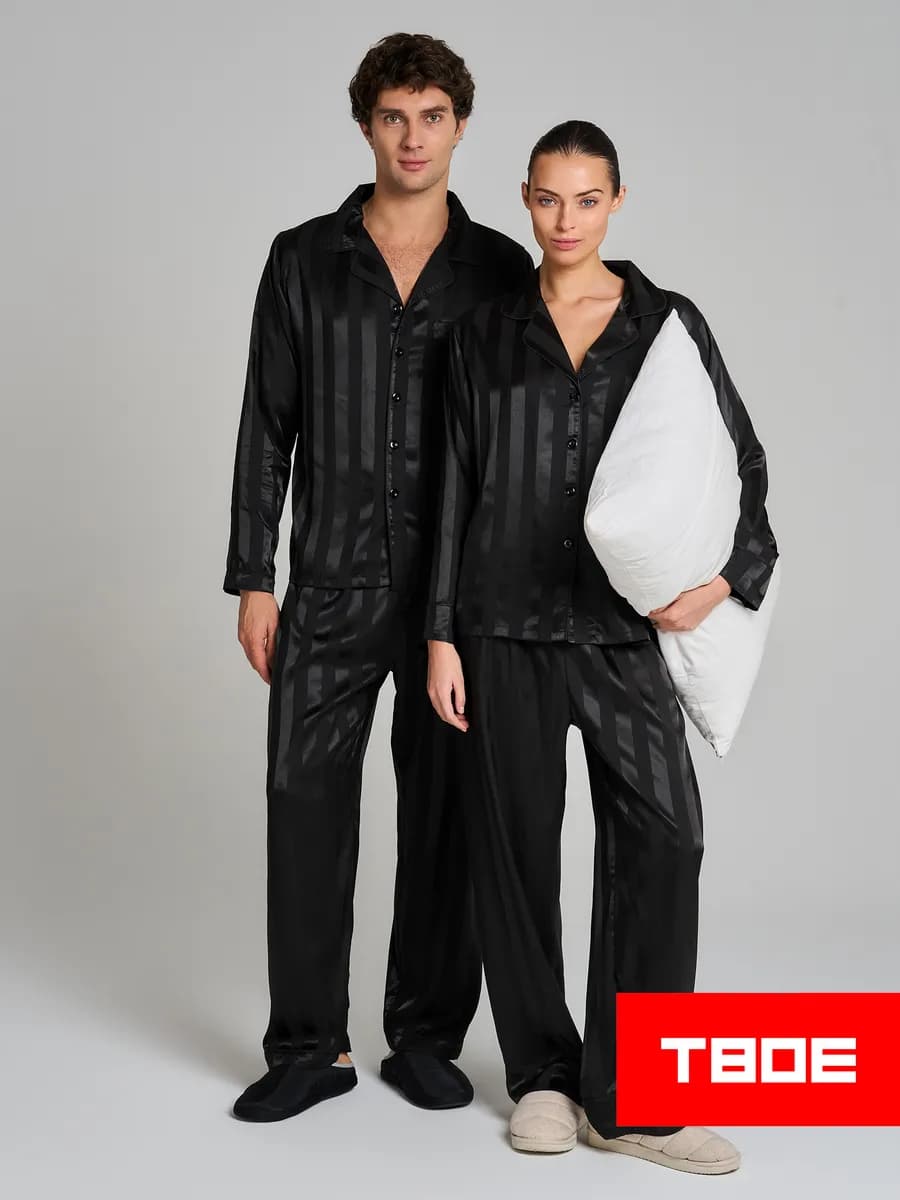 Пижама полосатая с рубашкой и брюками