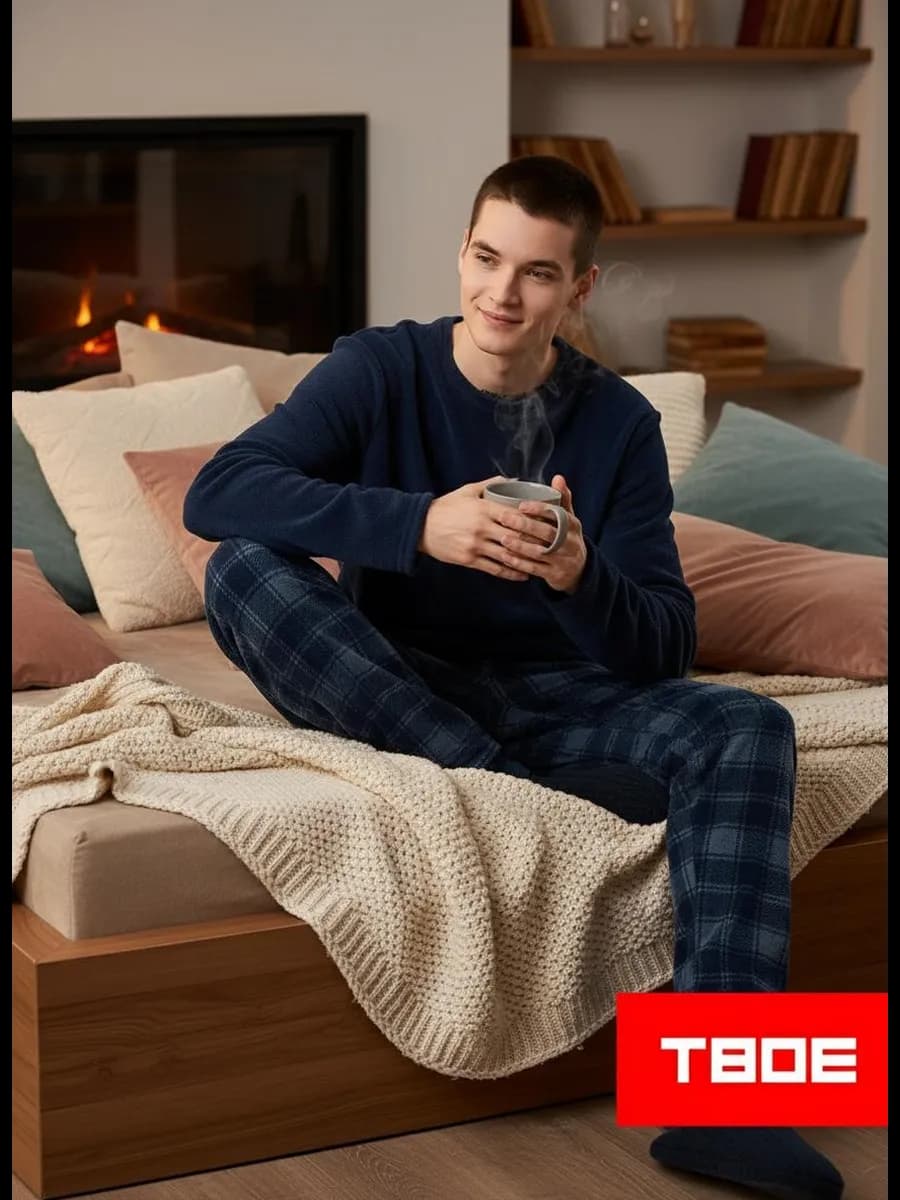 Пижама плюшевая с лонгсливом и брюками