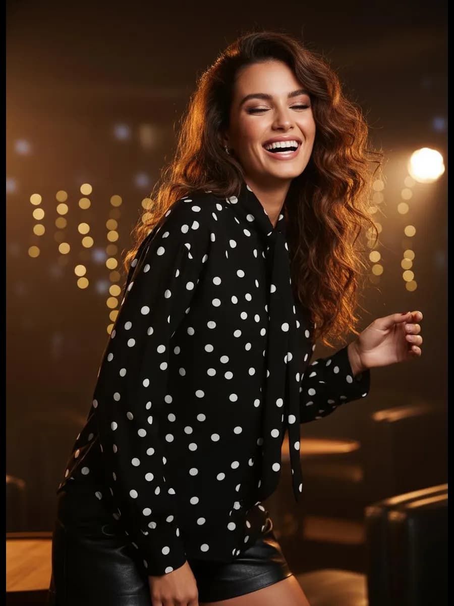 Блузка нарядная праздничная вечерняя в горошек