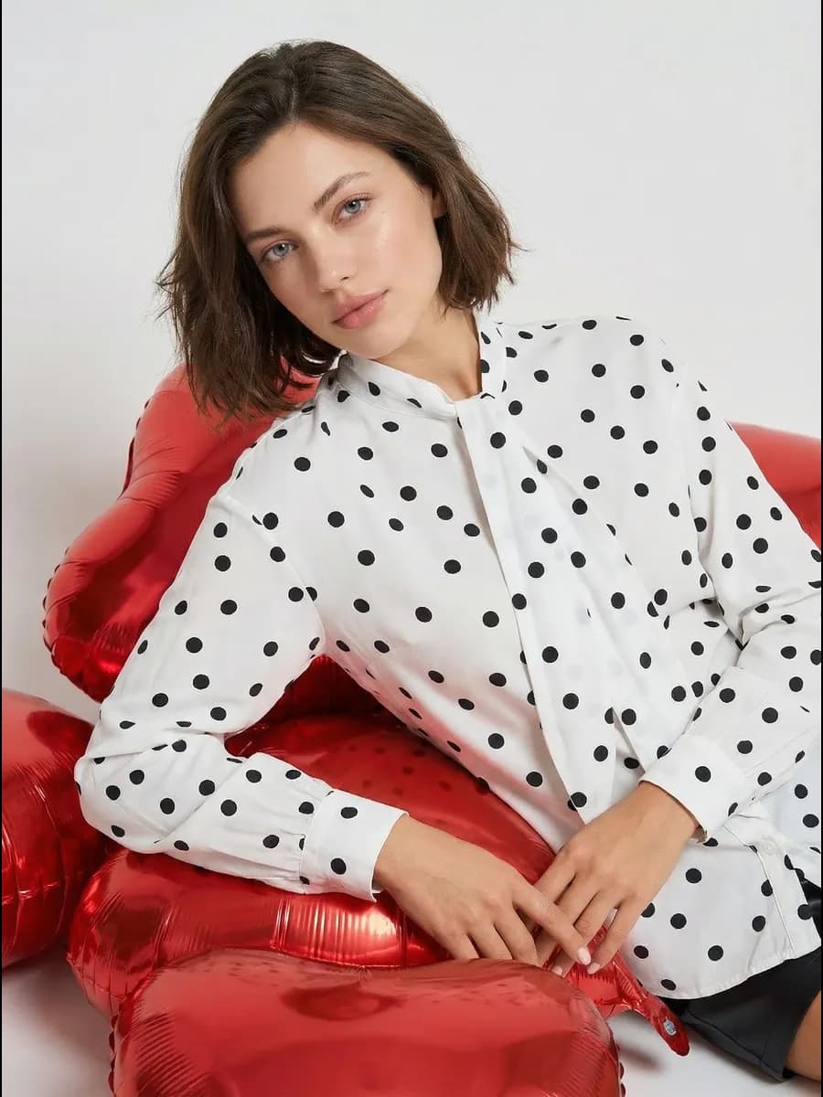 Блузка нарядная праздничная вечерняя в горошек