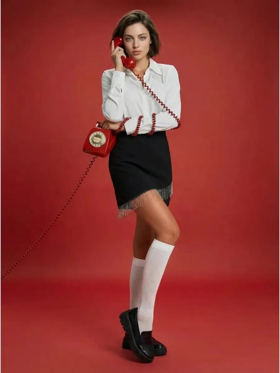 Короткая юбка с бахромой из цепочек