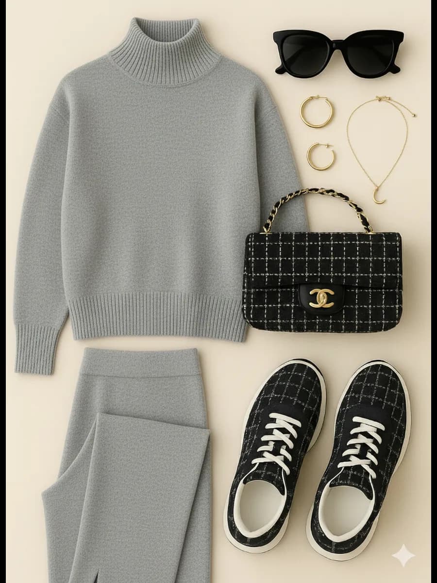 Трикотажный брючный костюм теплый вязаный осень зима