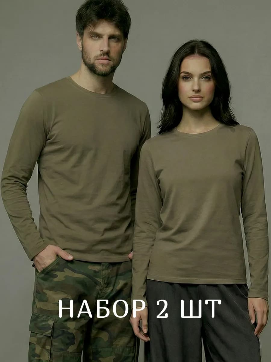 Комплект лонгсливов 2 шт. пыльная олива