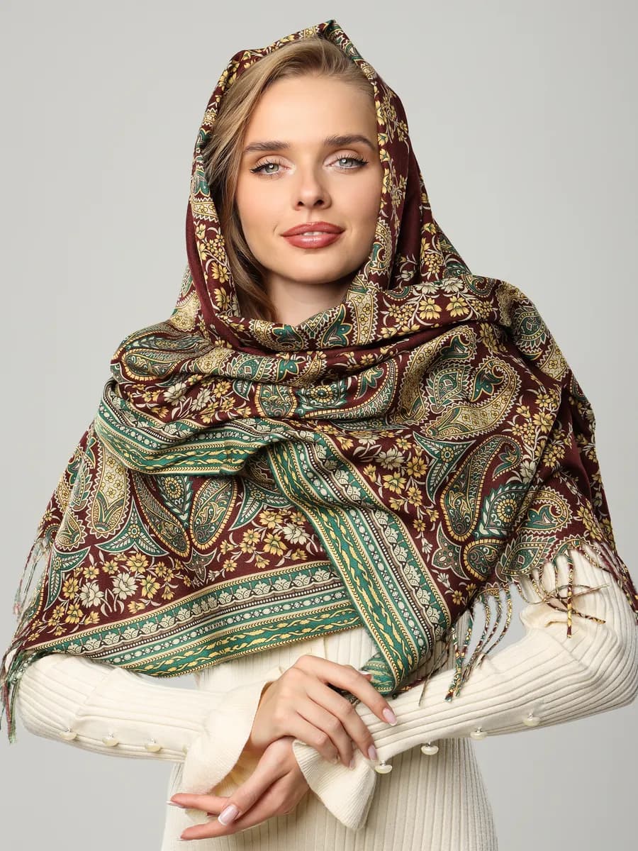 Шарф палантин теплый длинный