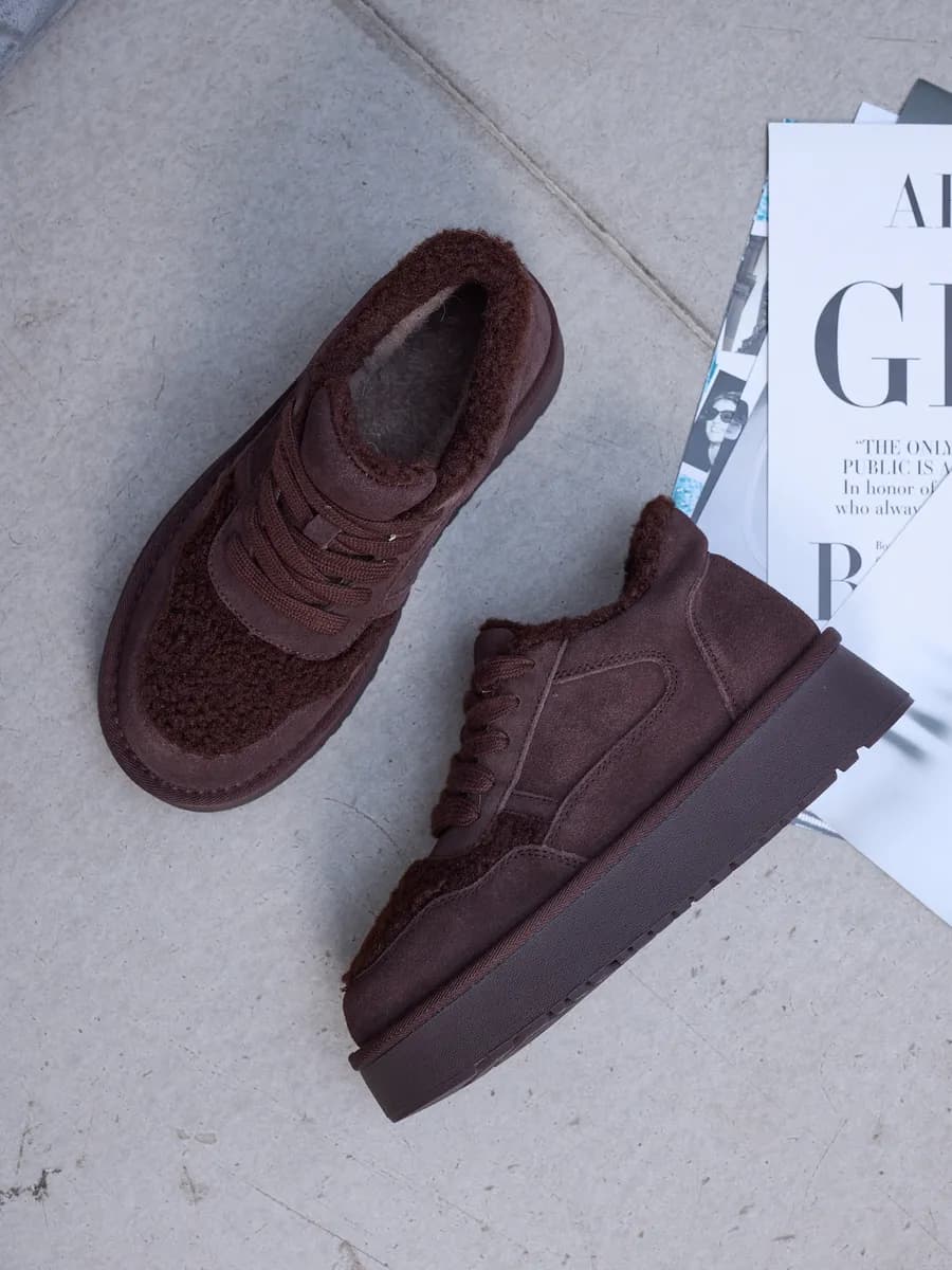 Полуботинки зимние кеды меховые из натуральной замши