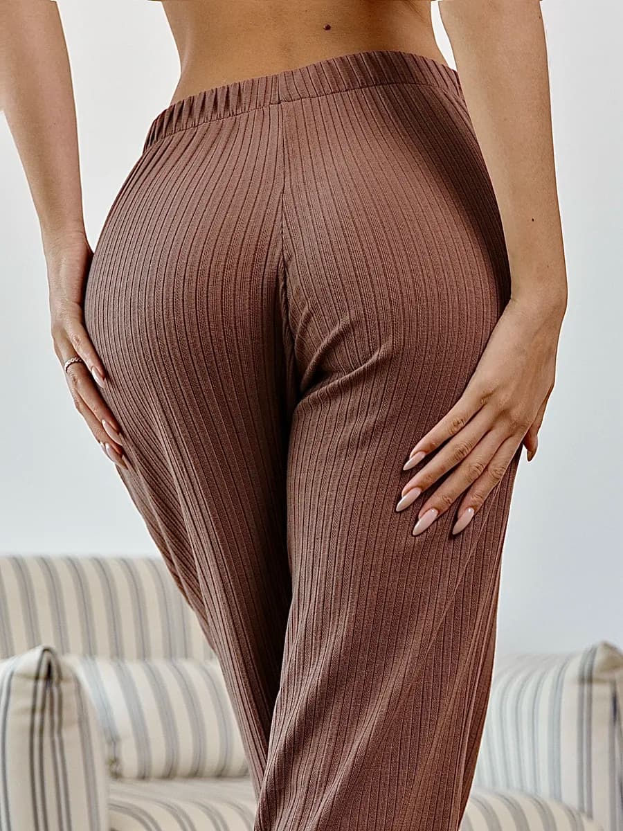 Штаны домашние пижамные ажурная лапша хлопок