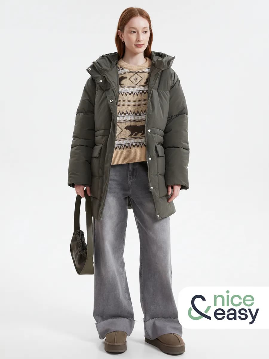 Тёплая женская куртка с кулиской