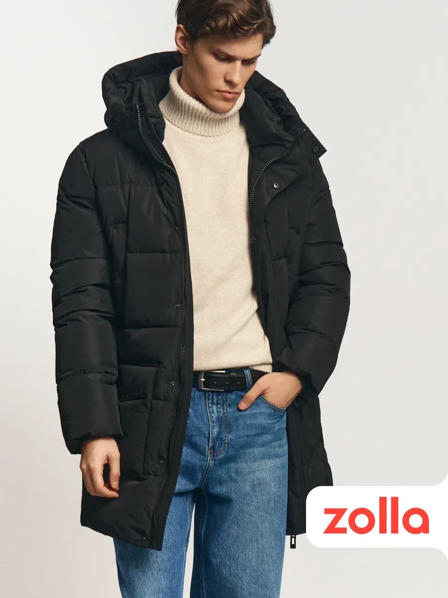 Тёплая мужская куртка с капюшоном зима