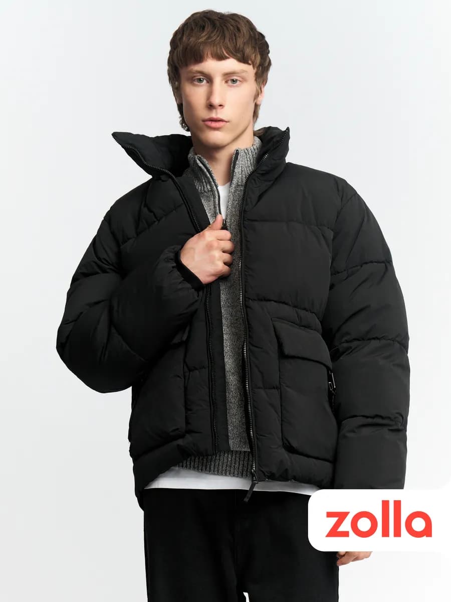 Тёплая мужская куртка с воротником