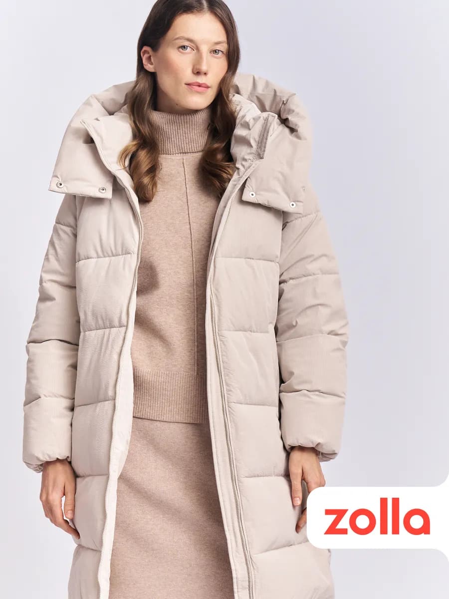 Тёплая женская куртка-пальто из вельвета