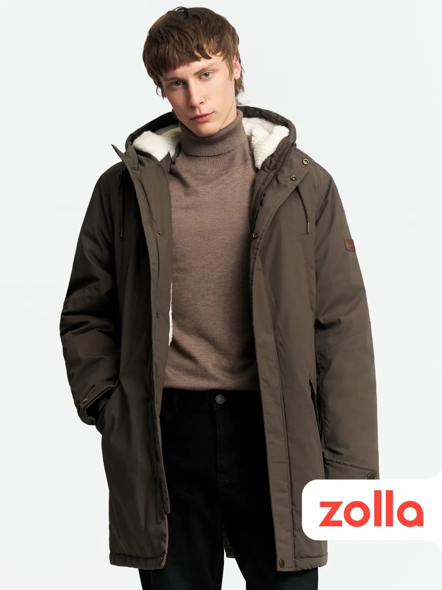 Тёплая мужская куртка-парка с экомехом