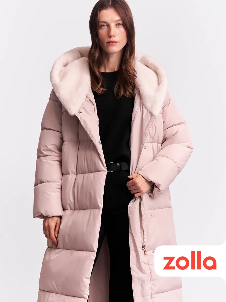 Тёплая женская куртка-пальто с капюшоном - фото 1