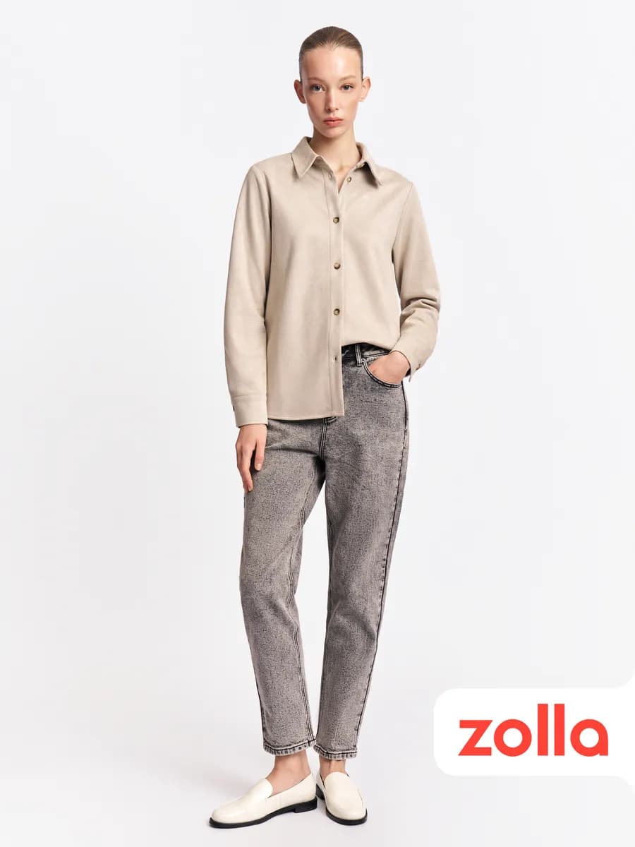 Тёплые женские джинсы мом с начёсом