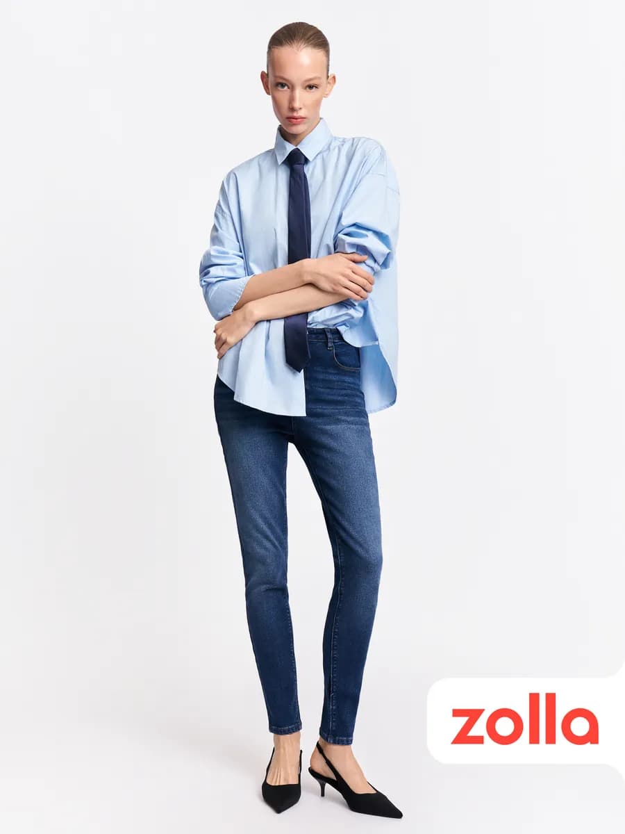 Тёплые женские джинсы скинни с начёсом - фото 1