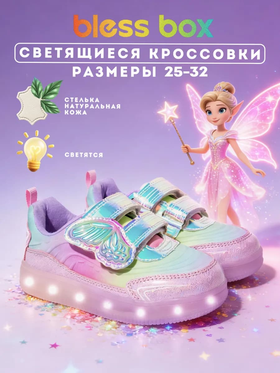 Кроссовки детские светящиеся на липучке