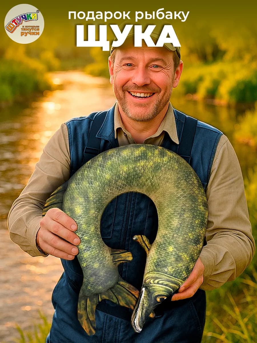 Подушка для шеи Щука подарок рыбаку