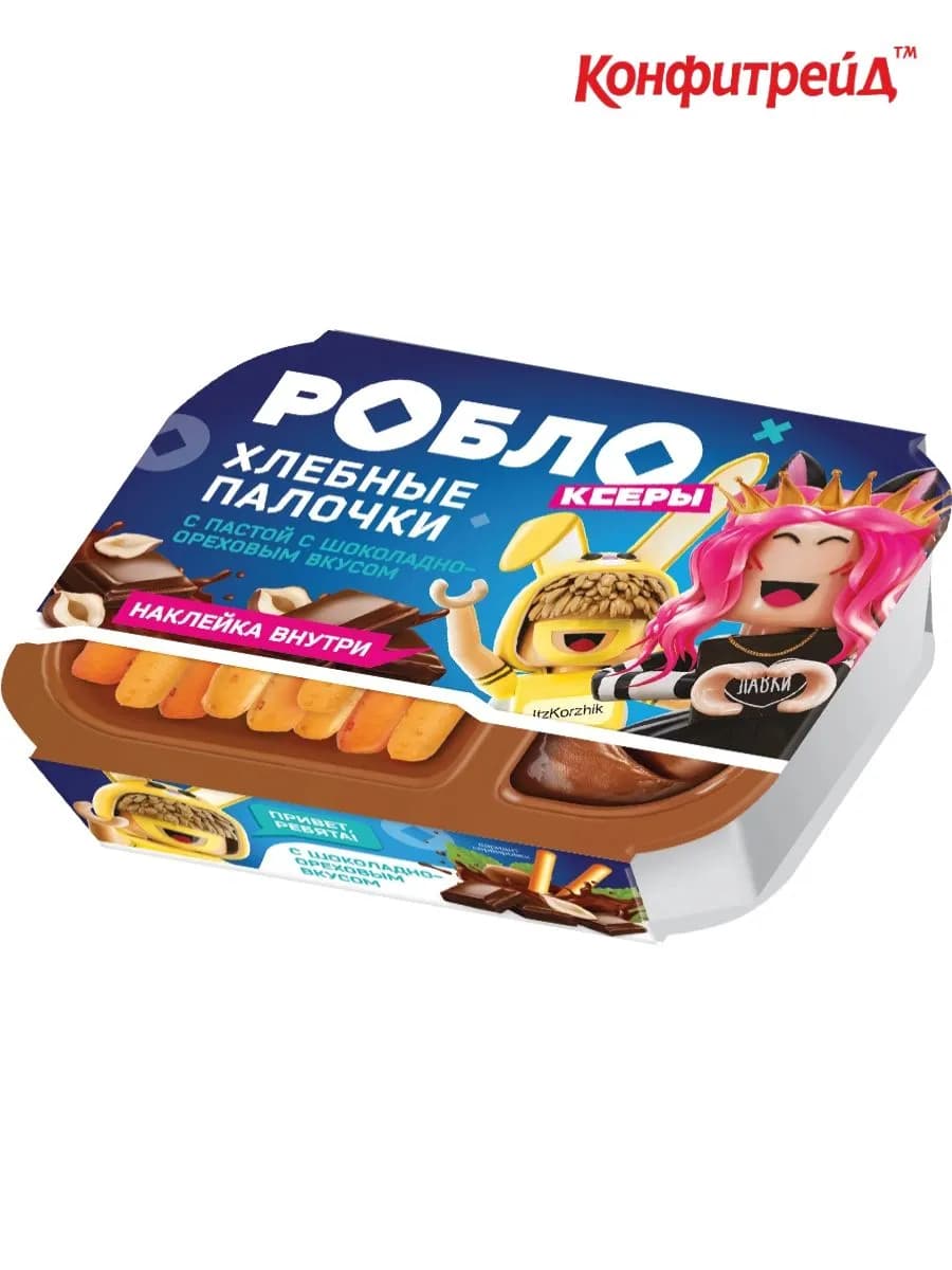 Хлебные палочки шоколадная паста, наклейки Роблоксеры, 35г