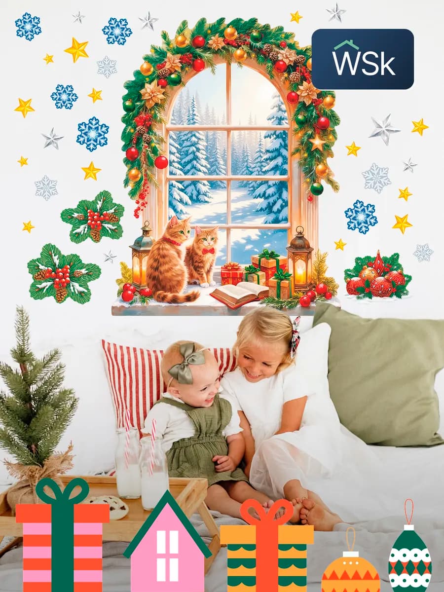 Новогодние наклейки набор универсальные украшения 2026 год - фото 1