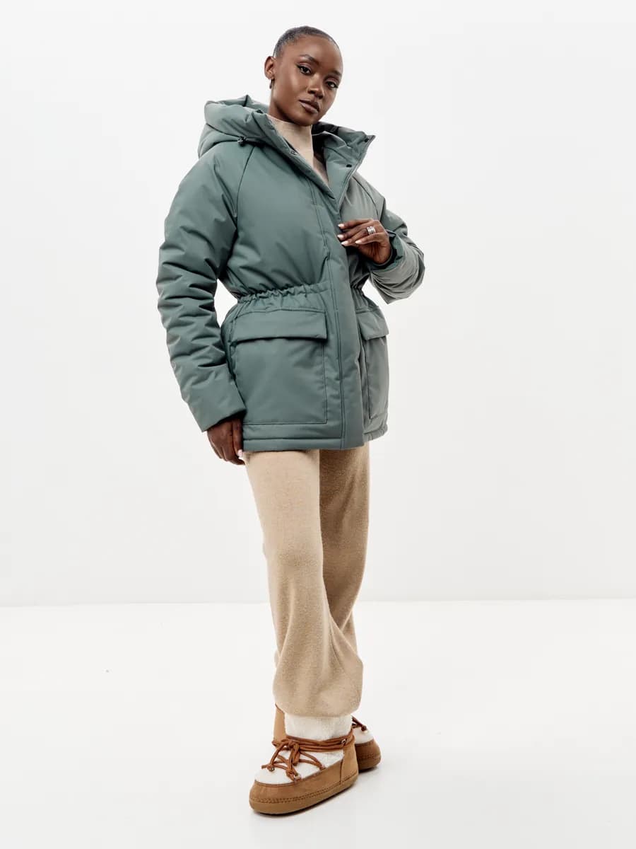 Куртка демисезонная удлиненная с капюшоном