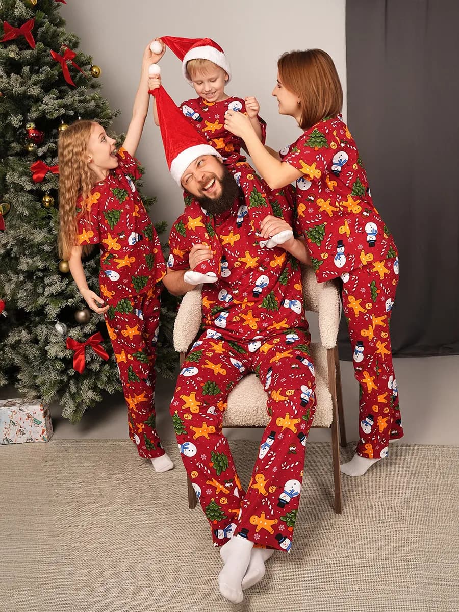 Пижама новогодняя с коротким рукавом хлопковая