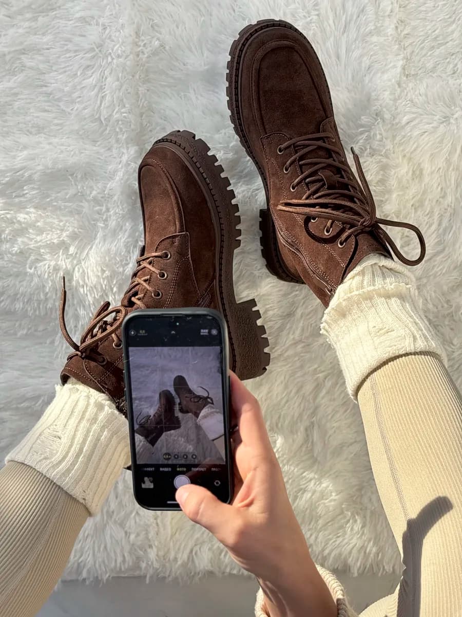 Ботинки зимние натуральная замша на платформе