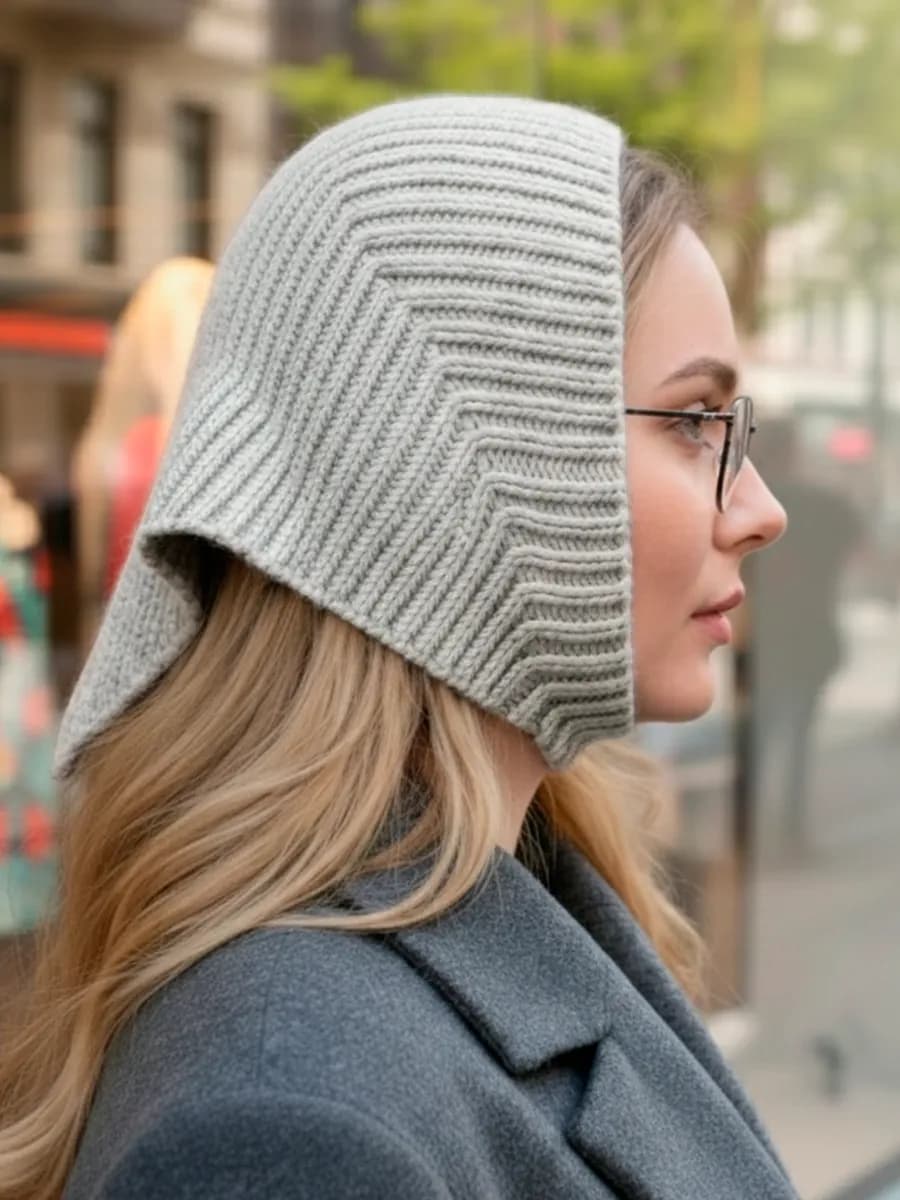 Косынка-платок вязаная теплая из ангоры