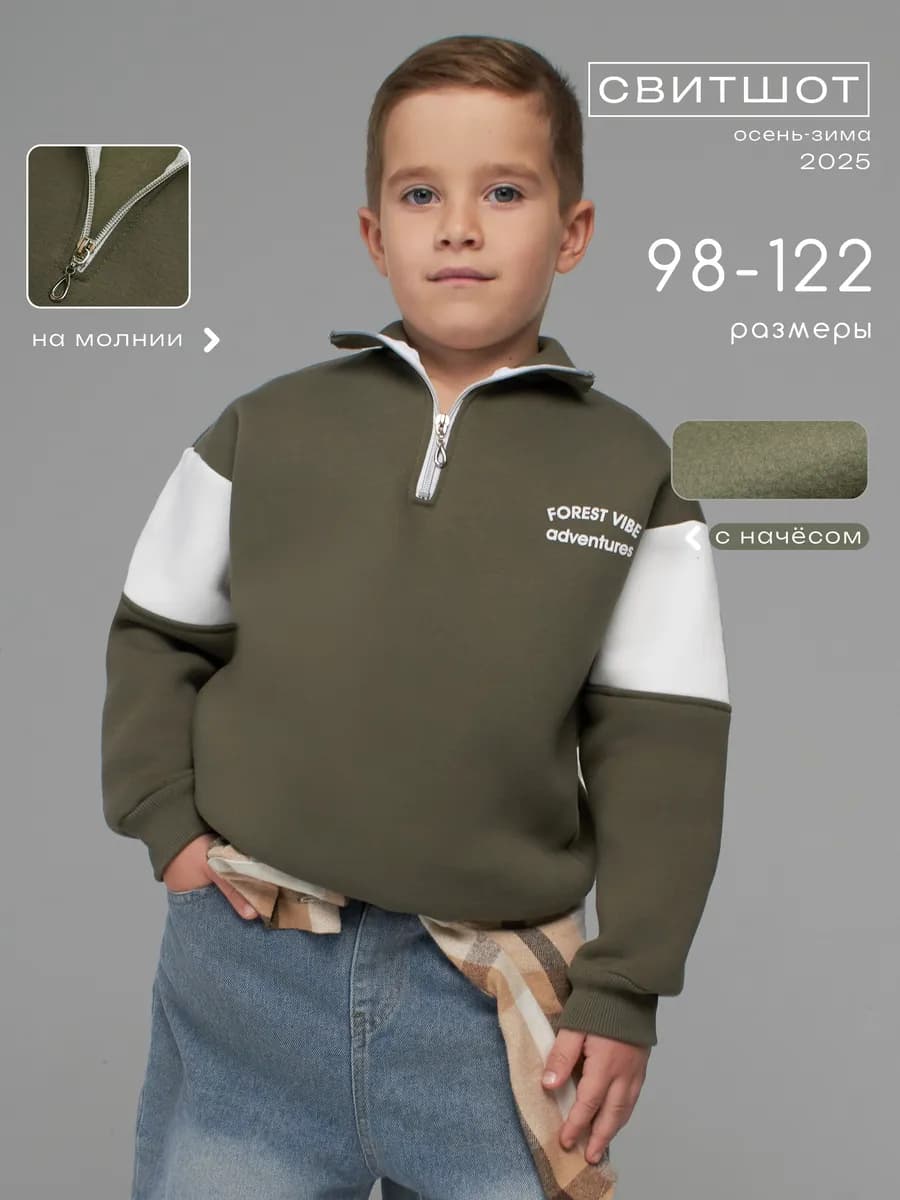 Свитшот для мальчика теплый с начесом