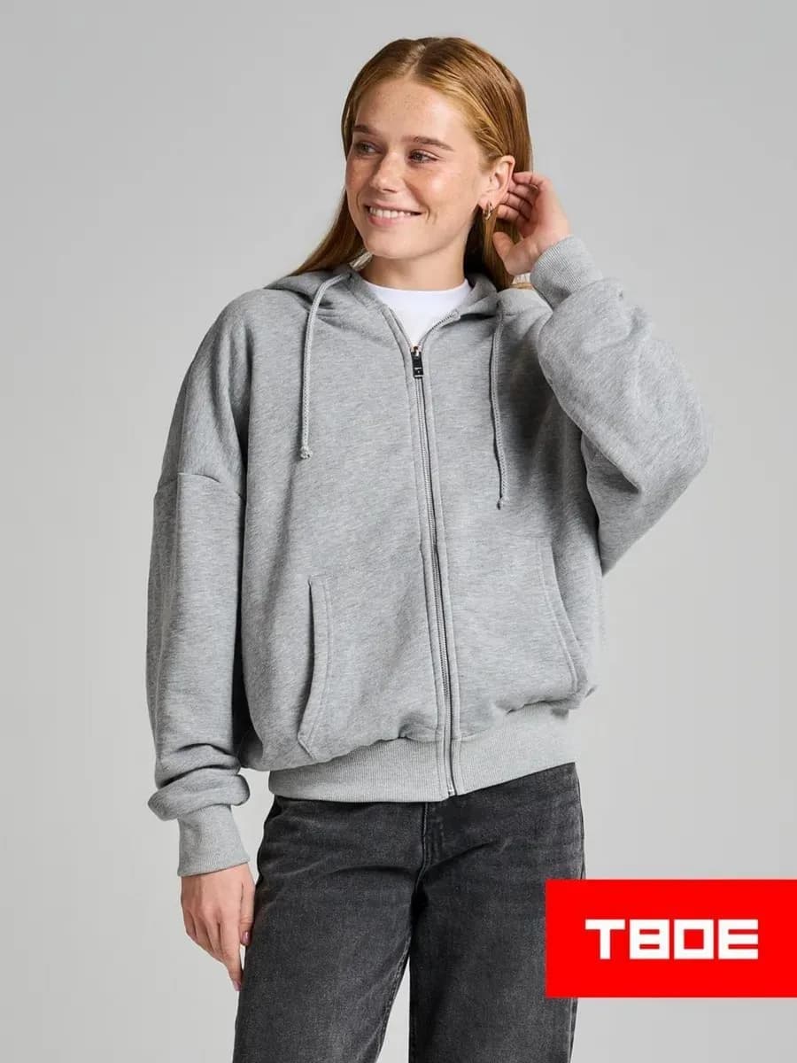 Зип худи оверсайз со стразами на спине - фото 1